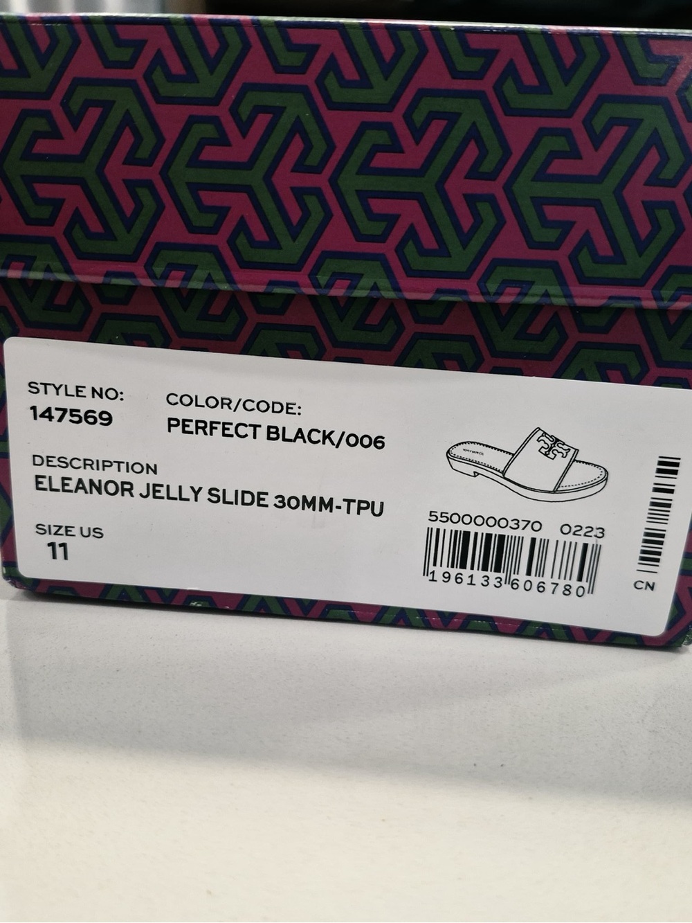 Tory Burch Eleanor Jelly Slide - Perfect Black size 11